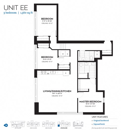the floor plan of unit e